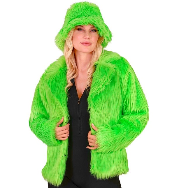 Płaszcz futrzany Plush Neon Green Ladies
