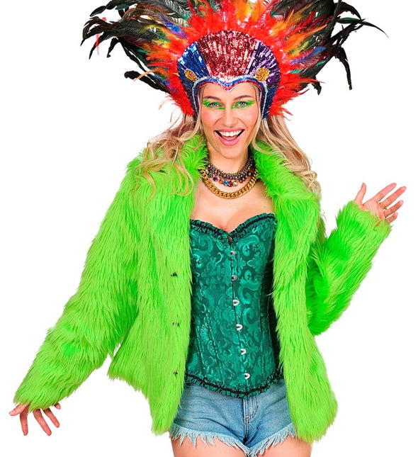 Płaszcz futrzany Plush Neon Green Ladies