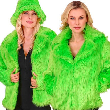 Płaszcz futrzany Plush Neon Green Ladies