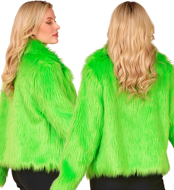 Płaszcz futrzany Plush Neon Green Ladies