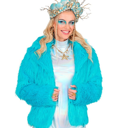 Damski płaszcz futrzany Plush Turquoise