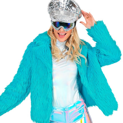 Damski płaszcz futrzany Plush Turquoise