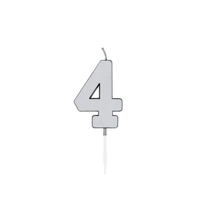 4 świeczki w kolorze srebrnym metalicznym, 4,5 cm