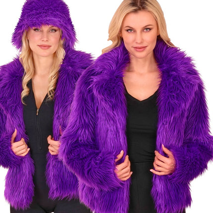 Futrzany płaszcz pluszowy damski