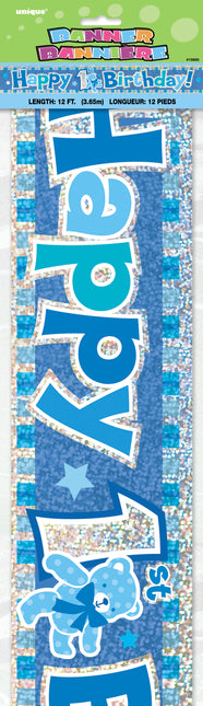 Happy 1st Birthday Blue Prism Banner, 12 ft