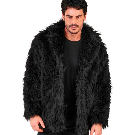 Futrzany płaszcz pluszowy czarny