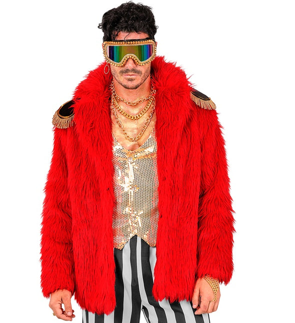 Futro pluszowe czerwone