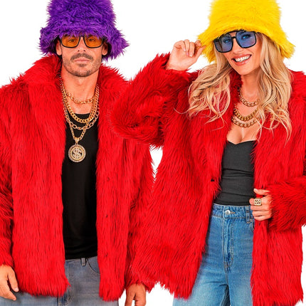 Futro pluszowe czerwone