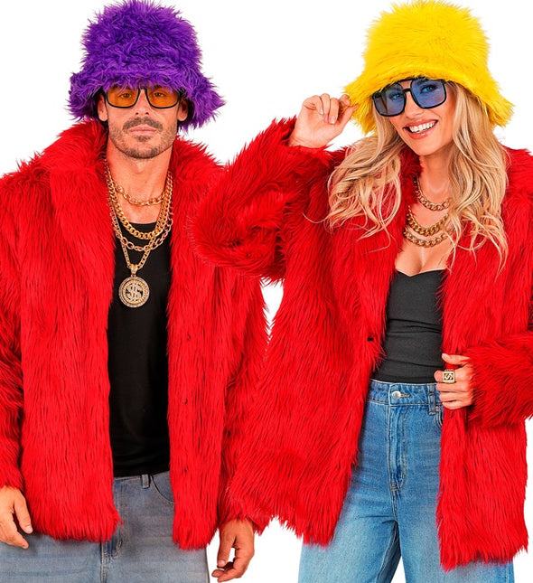 Futro pluszowe czerwone