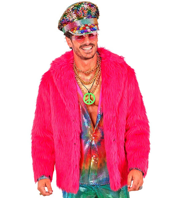 Płaszcz futrzany Plush Neon Różowy