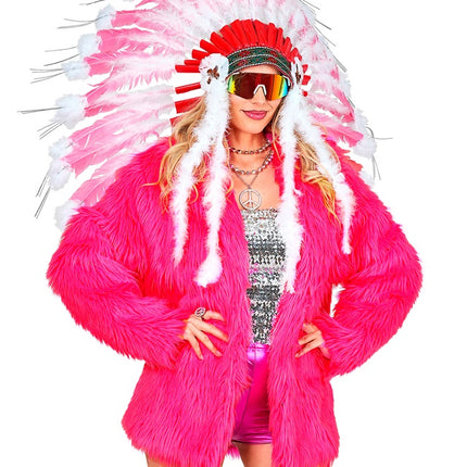 Płaszcz futrzany Plush Neon Różowy