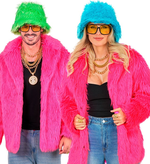 Płaszcz futrzany Plush Neon Różowy