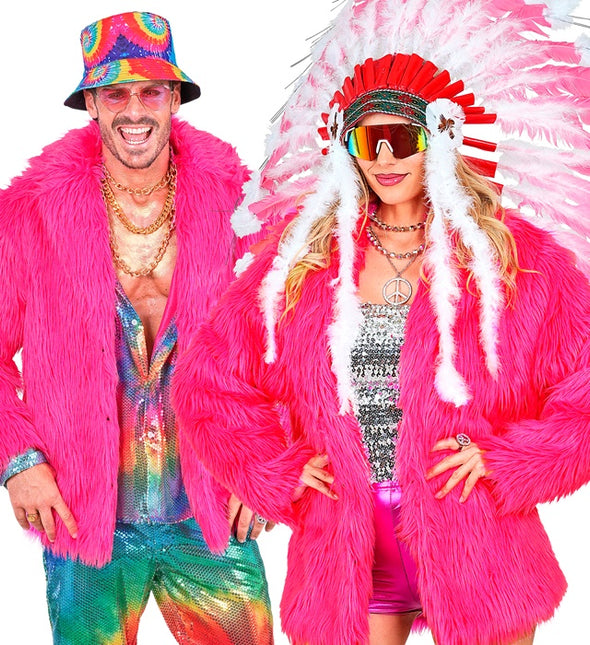 Płaszcz futrzany Plush Neon Różowy