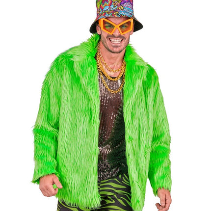 Futrzany płaszcz Plush Neon Green