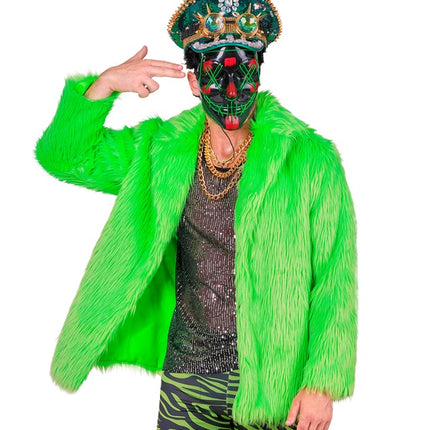 Futrzany płaszcz Plush Neon Green
