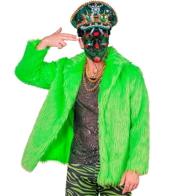 Futrzany płaszcz Plush Neon Green