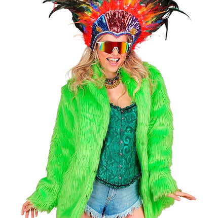 Futrzany płaszcz Plush Neon Green