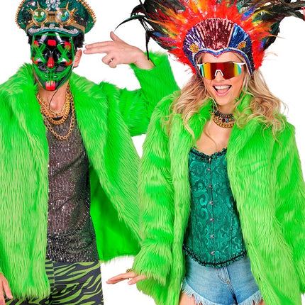 Futrzany płaszcz Plush Neon Green