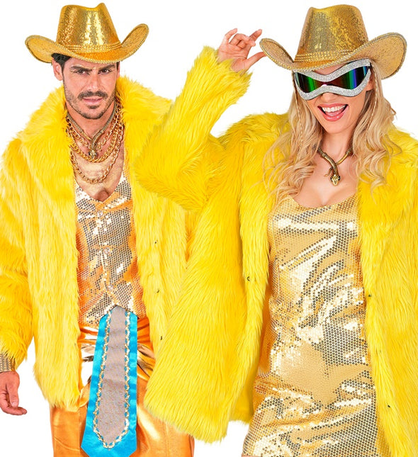 Futro pluszowe żółte