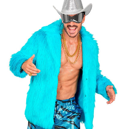 Futrzany płaszcz Plush Turquoise