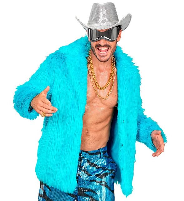 Futrzany płaszcz Plush Turquoise