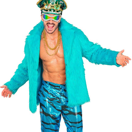 Futrzany płaszcz Plush Turquoise