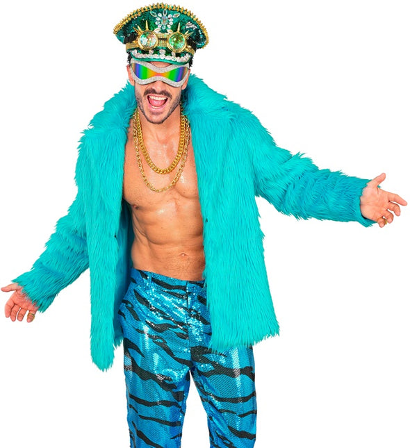 Futrzany płaszcz Plush Turquoise