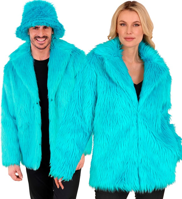 Futrzany płaszcz Plush Turquoise