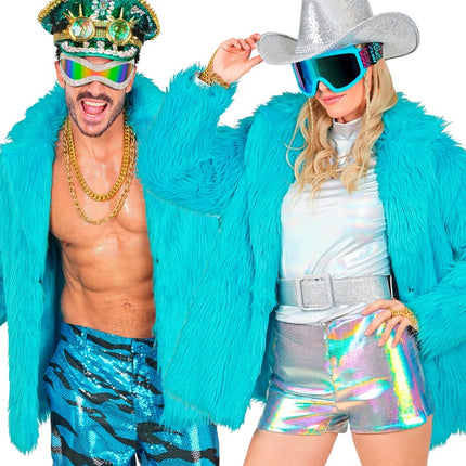 Futrzany płaszcz Plush Turquoise