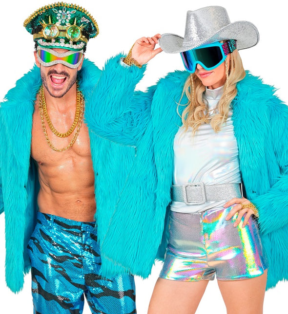 Futrzany płaszcz Plush Turquoise