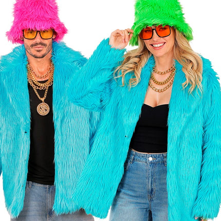 Futrzany płaszcz Plush Turquoise