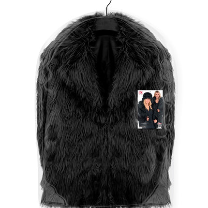 Płaszcz futrzany pluszowy damski czarny