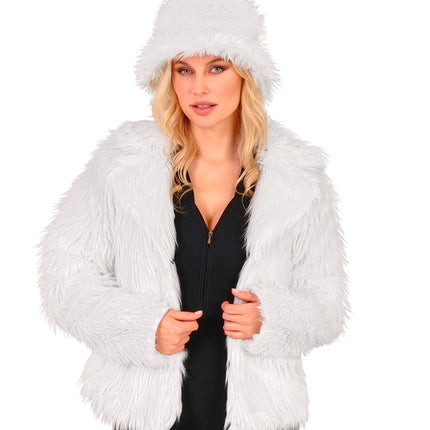 Damski płaszcz futrzany Plush White