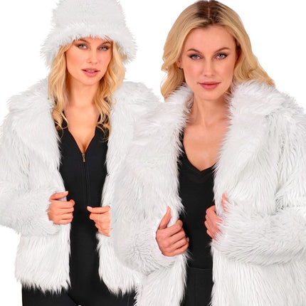 Damski płaszcz futrzany Plush White