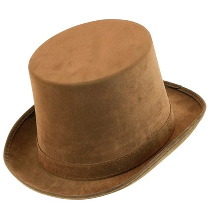 WYSOKI KAPELUSZ VINTAGE Z ZAMKIEM, BRĄZOWY, 15 CM