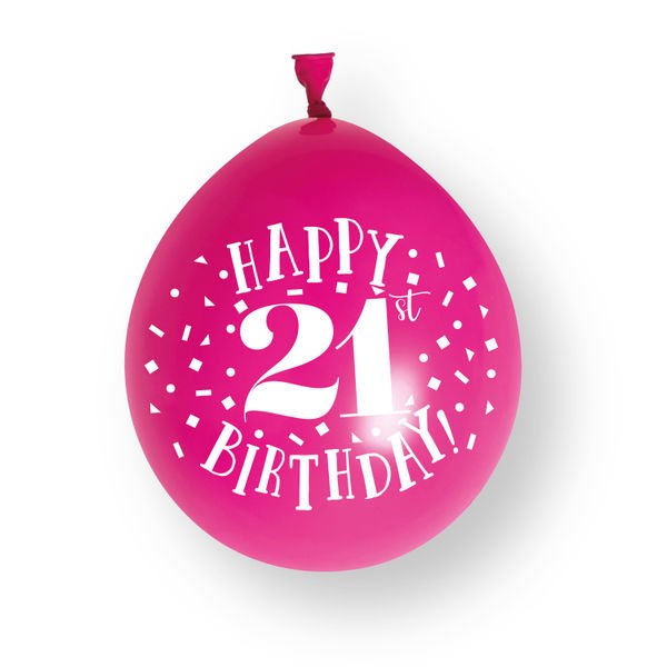 10ct Happy 21st Birthday 23cm Latex Balloons van Unique koop je bij Partywinkel
