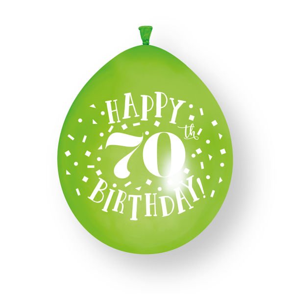 10ct Happy 70th Birthday 23cm Latex Balloons van Unique koop je bij Partywinkel