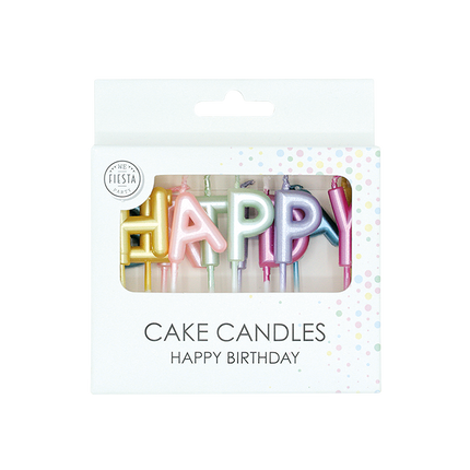 Kolorowe świeczki „Happy Birthday” w pastelowych kolorach