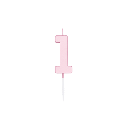 Świeczka „1 rok” – pastelowy róż, 4,5 cm