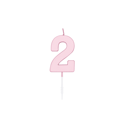 Świeczka „2 lata”, różowa pastelowa, 4,5 cm