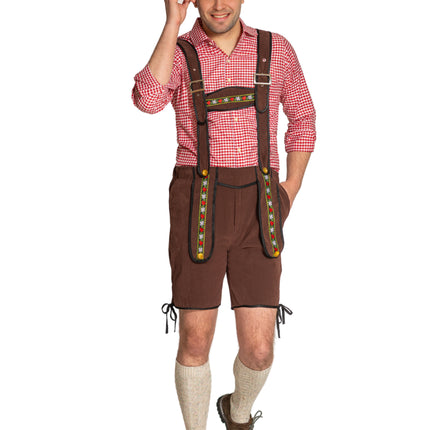 Lederhose Johann z regulowanymi szelkami Ciemnobrązowy Krótki