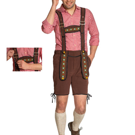 Lederhose Johann z regulowanymi szelkami Ciemnobrązowy Krótki