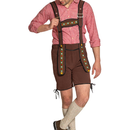Lederhose Johann z regulowanymi szelkami Ciemnobrązowy Krótki