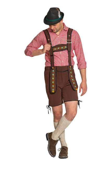 Lederhose Johann z regulowanymi szelkami Ciemnobrązowy Krótki