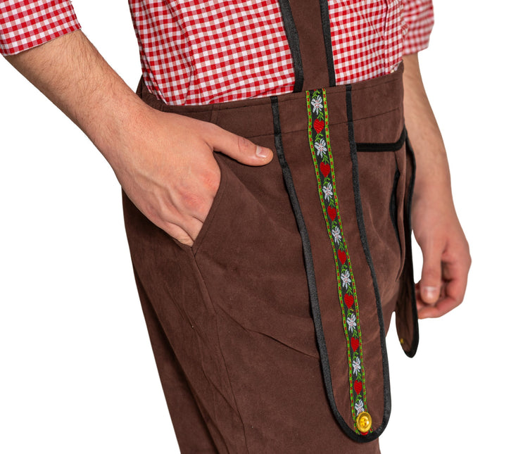 Lederhose Johann z regulowanymi szelkami Ciemnobrązowy Długi