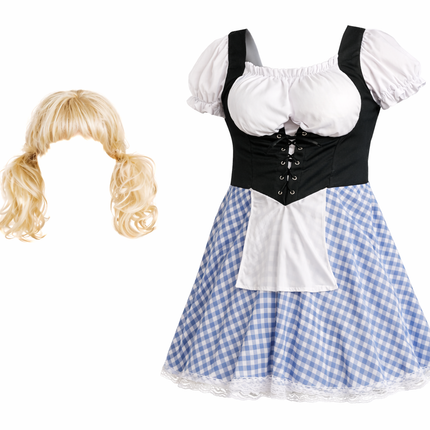 Niebieska sukienka dirndl na Oktoberfest dla mężczyzn