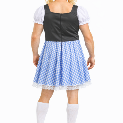 Niebieska sukienka dirndl na Oktoberfest dla mężczyzn