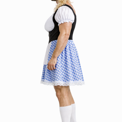 Niebieska sukienka dirndl na Oktoberfest dla mężczyzn