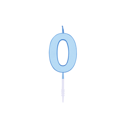 Świeczka „0 lat” – niebieska pastelowa, 4,5 cm