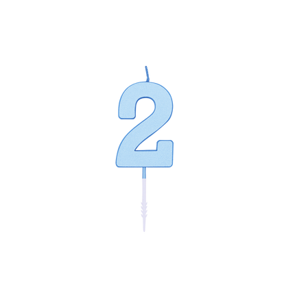 Świeczka „2 lata”, niebieska pastelowa, 4,5 cm